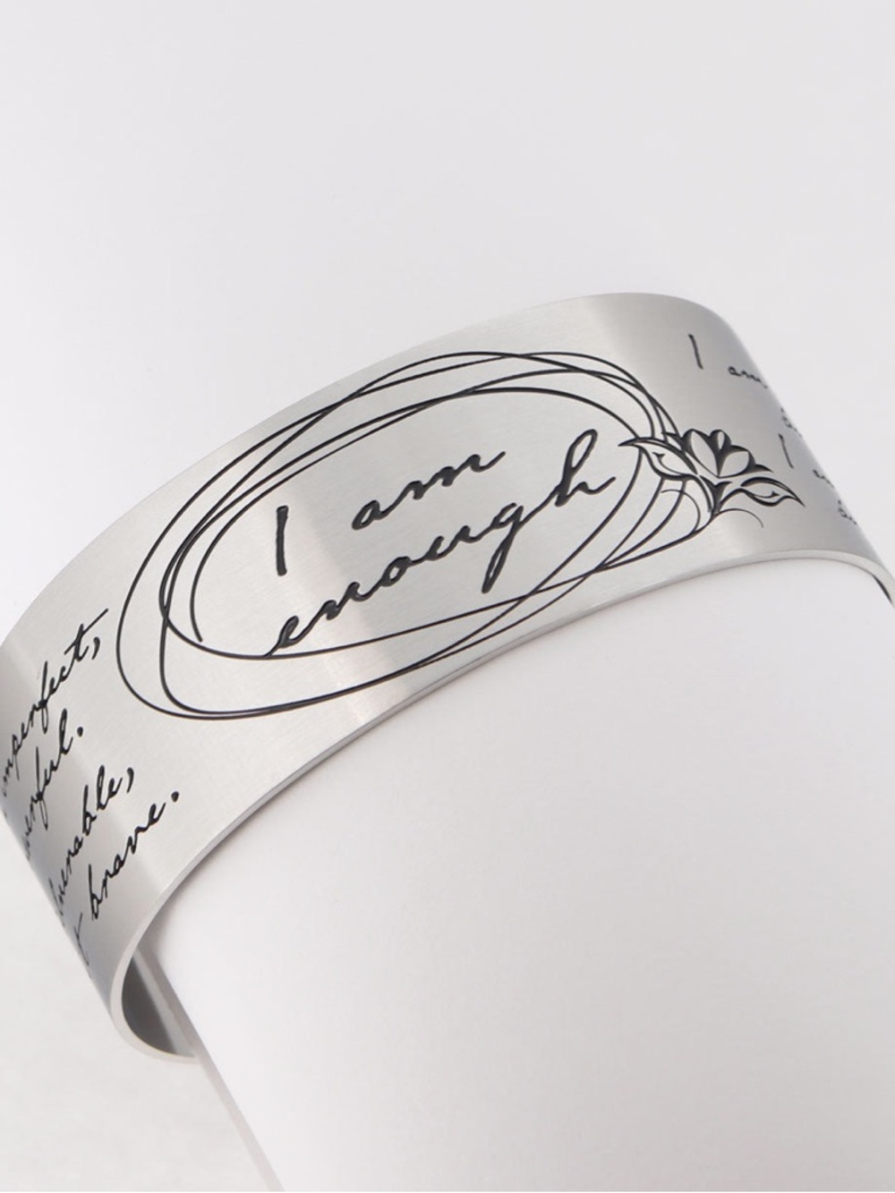 Vera Viva I am enough stainless steel cuff bracelet 1” wide